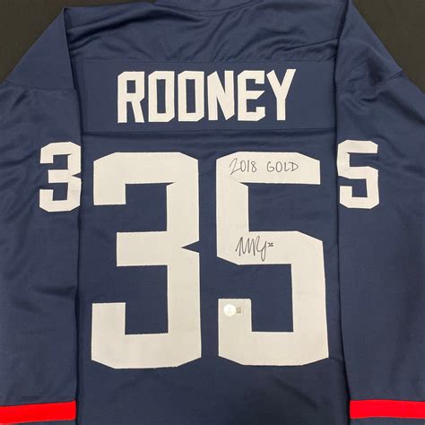 Maddie Rooney Autographed Blue Usa Jersey W 2018 Gold Inscription