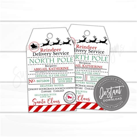 EDITABLE North Pole Delivery Tags Santa Gift Tags Elf Delivery Tags