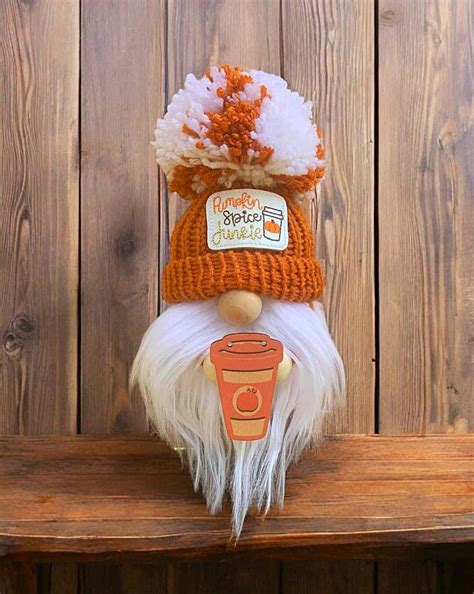 Fall Gnome Pumpkin Spice Gnome Knitted Gnome Coffee Gnome Drink