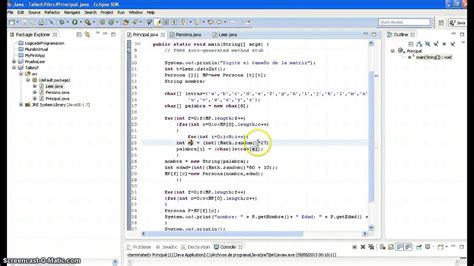 Matriz De Objetos Java Eclipse Youtube