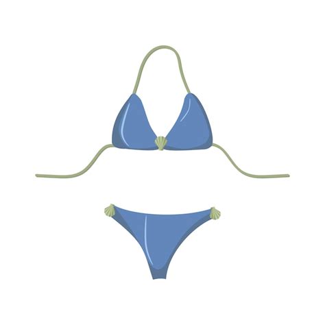 Blauer bikini badeanzug auf weißem hintergrund Premium Vektor
