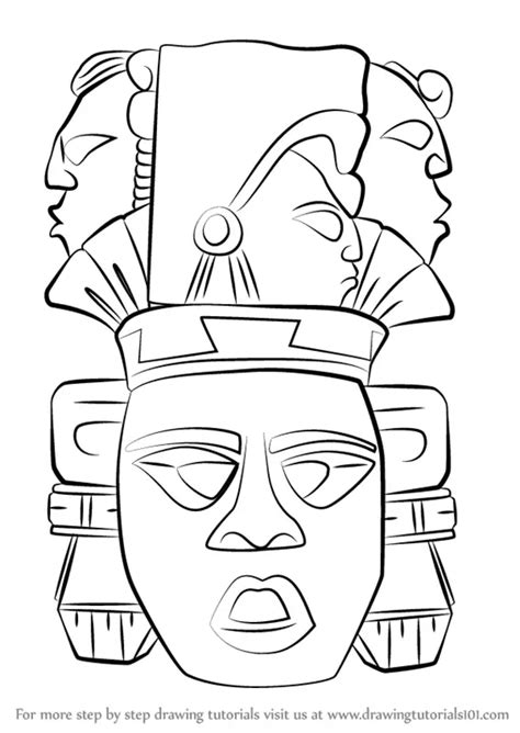 Mayan Mask Coloring Pages