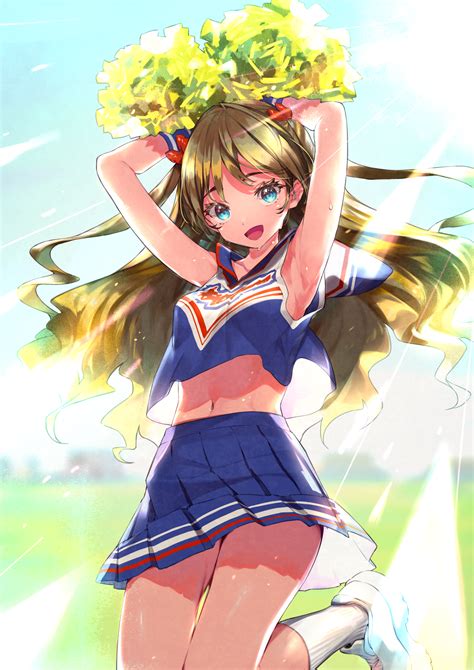 Safebooru 1girl D Absurdres Amana Pocketkey Armpits Arms Up Bangs Blonde Hair Blue Eyes