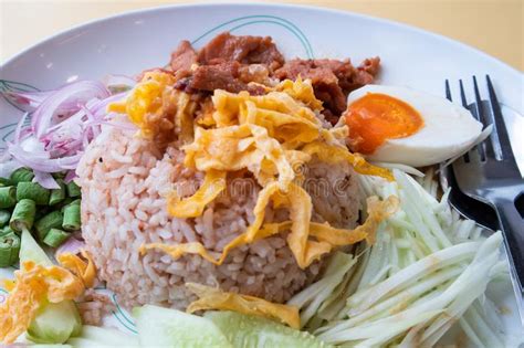 Khao Kluk Kapi Thai Fried Rice With Fermented Shrimp Paste Stock Photo