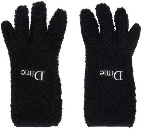 Black Classic Polar Fleece Gloves By Dime On Sale