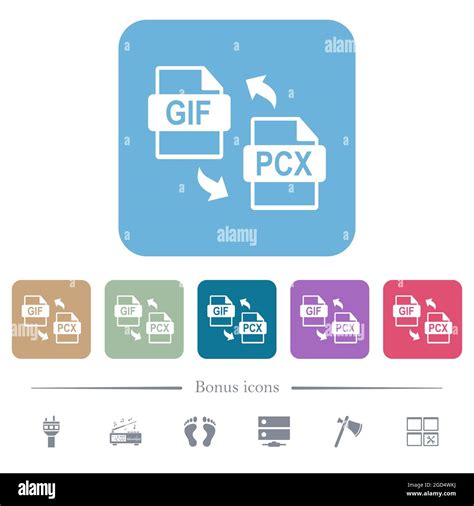 Pcx File Conversion White Flat Icons On Color Rounded Square