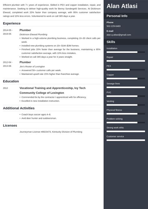 Plumber Resume Sample Guide And 20 Examples