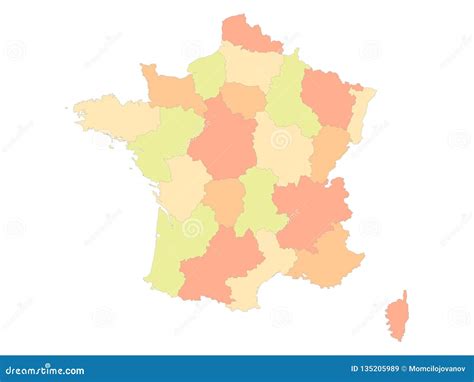 Map of France with Provinces Stock Vector - Illustration of green, europe: 135205989