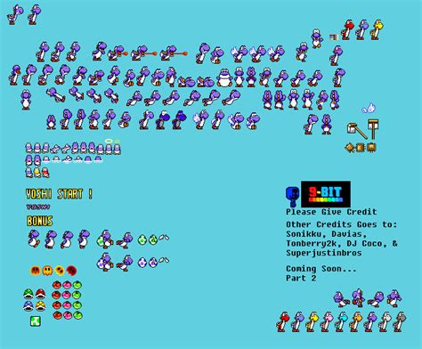 Smw New Yoshi Sprites Sheet Purple By Pixel9bit On Deviantart