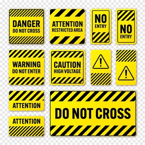 Premium Vector Various Black And Yellow Warning Signs With Diagonal Lines Attention Danger Or