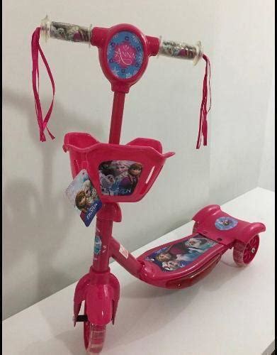 Patinete Musical Frozen Infantil Cesta E Luzes 3 Rodas Pica Pau