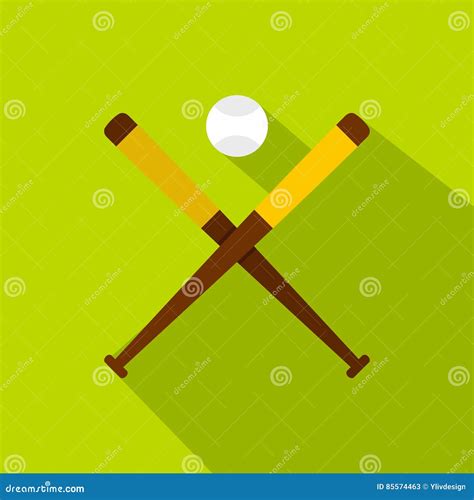 Mazze Da Baseball Ed Icona Di Baseball Stile Piano Illustrazione