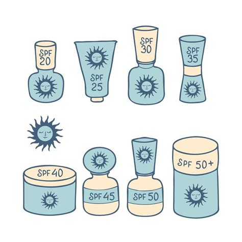 Sunscreen cream cosmetic product with various SPF clipart collection ...