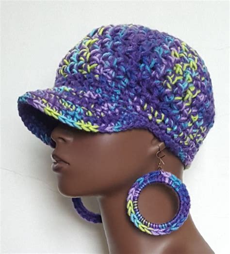 Chunky Crochet Baseball Cap With Earrings By Razonda Lee