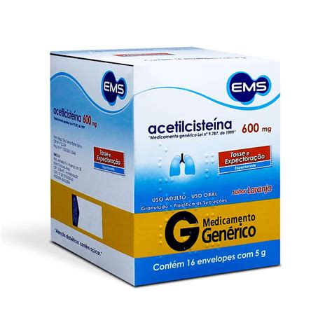 Acetilcisteína 600mg 16 envelopes Ems Farma Direta