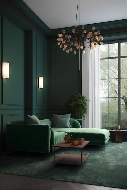 Premium AI Image | Interior of living room in green colors in modern house