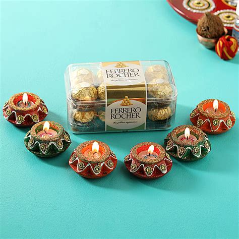 Buy Send Ferrero Rocher Matki Wax Diyas Online Fnp