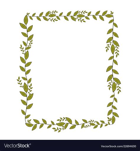 Square Frame With Green Branches And Leaves Vector Image