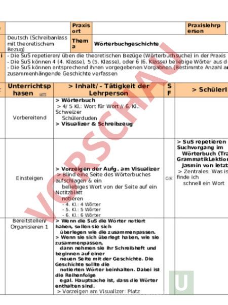 Arbeitsblatt Unterrichtsplanung Administration Methodik