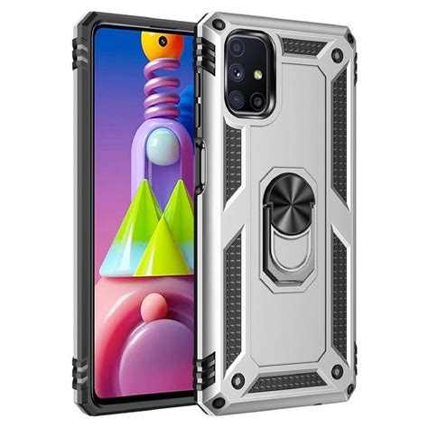 Husa Antisoc Hybrid Armor Cu Inel Pentru Samsung Galaxy A Argintiu