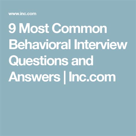 9 Most Common Behavioral Interview Questions And Answers Behavioral