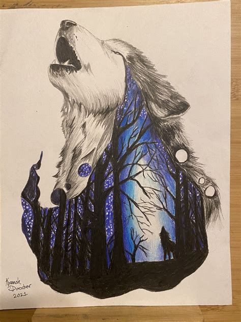 Howling Wolf Pencil Drawing