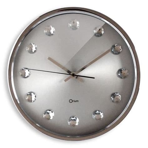 Strass Horloge Murale Cm Piles Coloris Chrome Cdiscount Maison