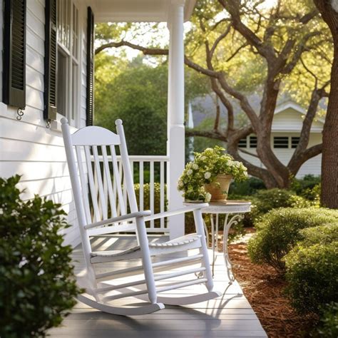 Premium AI Image White Rocking Chair On A Porch