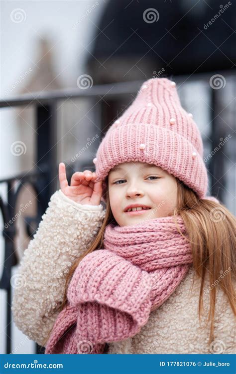 Girl Wearing A Winter Hat And Scarf Stock Photo Image Of Small Cute