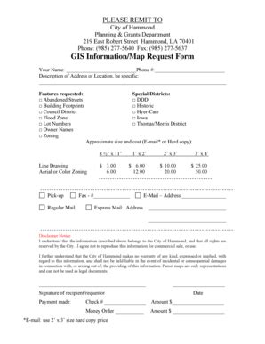 Fillable Online Hammond Gis Information Map Request Form City Of