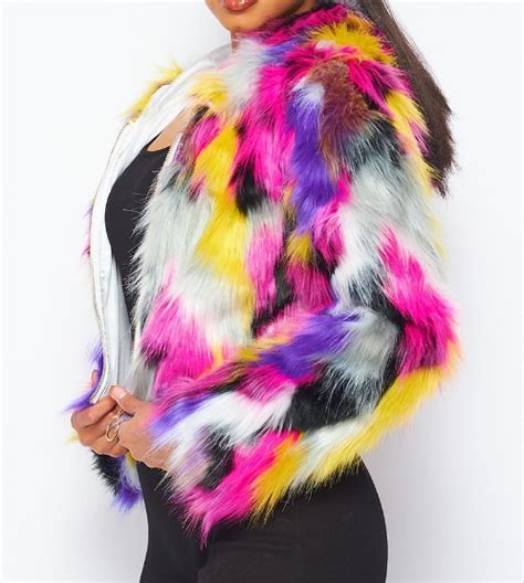 Multi Colored Faux Fur Jacket 67178 Nightshade Corsets