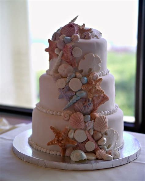 Sea Shell Wedding Cake — Seashells Oceanbeach Seashell Cake Beach