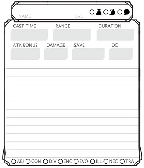 Printable Dnd Spell Cards