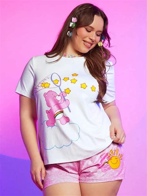 Shein X Care Bears Plus Bear Star Print Pj Set Shein Uk