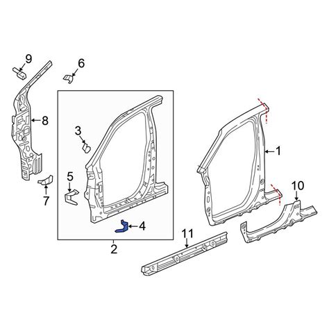 Honda OE 63127TG7A00ZZ Right Lower Body A Pillar Reinforcement Plate