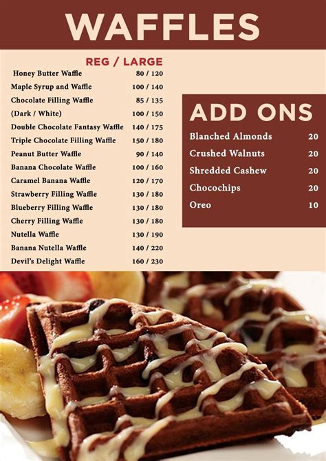 Menu At Best Pancake Waffles Chennai