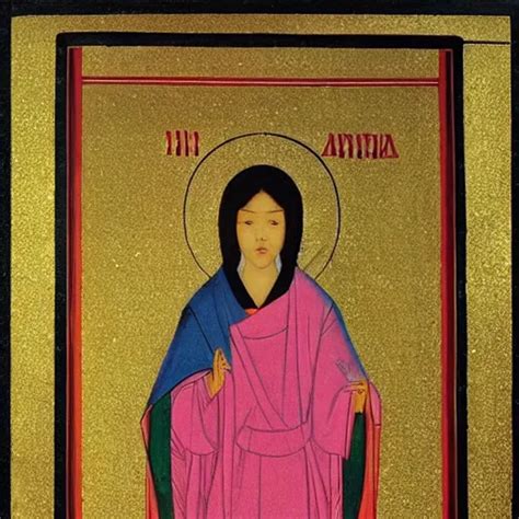 Portrait Of Asian Looking Girl In Iconography Style Stable Diffusion