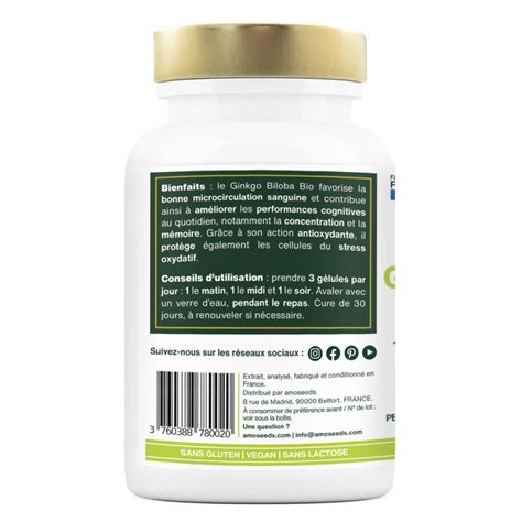 Ginkgo Biloba Bio Extra Fort En G Lules Amoseeds