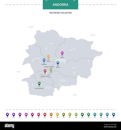 Andorra Map With Location Pointer Marks Infographic Vector Template