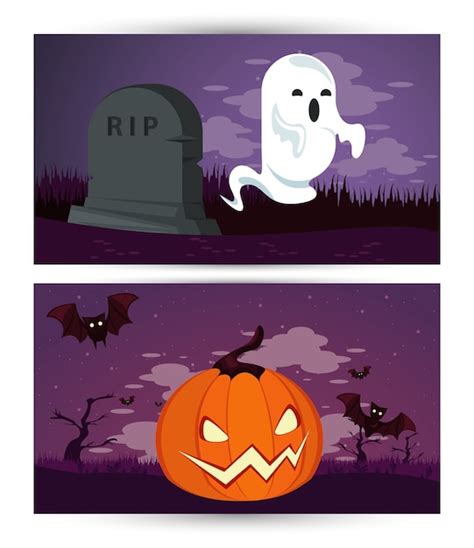 Premium Vector Happy Halloween Celebration Card With Ghost And