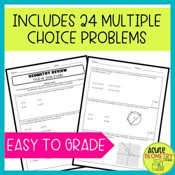 Geometry End Of Year Review Exam Eoc Assessment By Acute Geometry Class