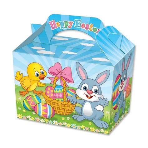 Pack Of Ten Easter Bunny Cardboard Party Food Lunch Boxes