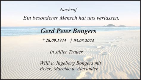 Traueranzeigen Von Gerd Peter Bongers Trauer In Nrw De