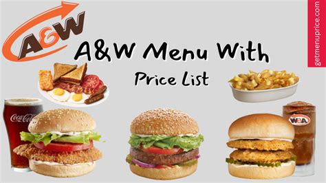 Aandw Menu Price List Canada Updated July 2023