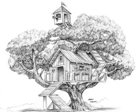 Tree House Drawing at PaintingValley.com | Explore collection of Tree ...