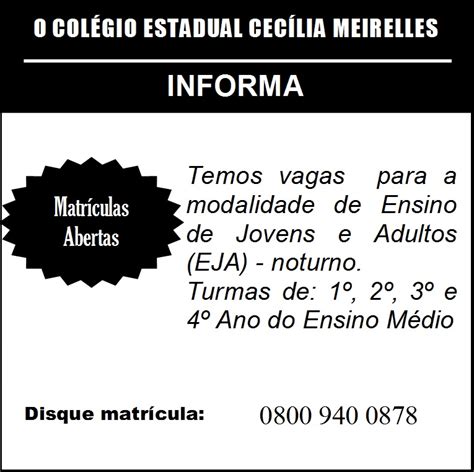 Colegio Estadual Casemiro Meirelles - Colégio Estadual Cecília Meirelles: INFORMAÇÕES
