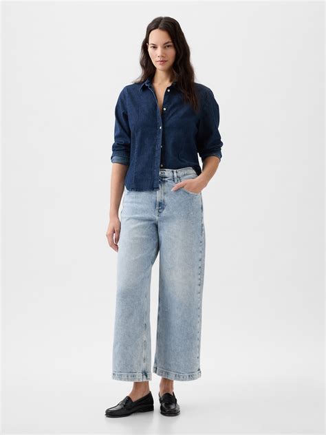 High Rise Stride Wide Leg Ankle Jeans Gap