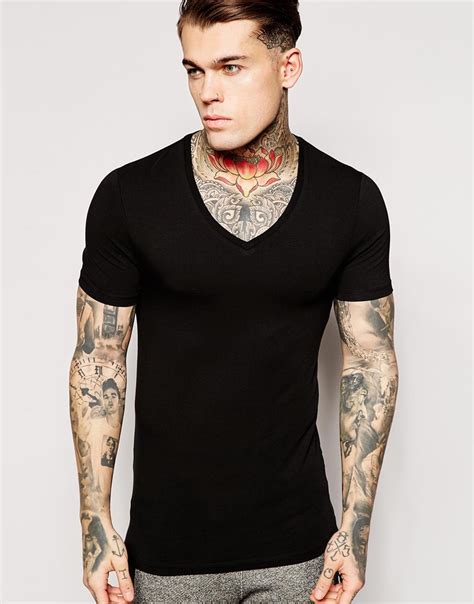 Asos Extreme Muscle Fit T Shirt With V Neck And Stretch In Black For