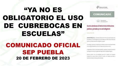 Comunicado Sep Uso De Cubrebocas Ya No Ser Obligatorio En Escuelas