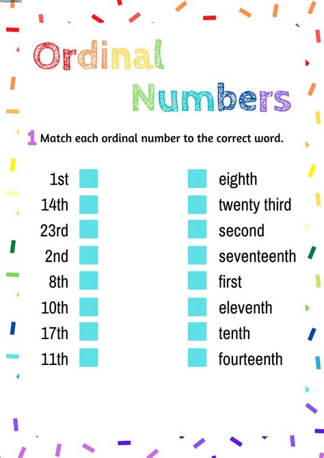 Ficha Online De Ordinal Numbers Para Primero Secundaria Puedes Hacer